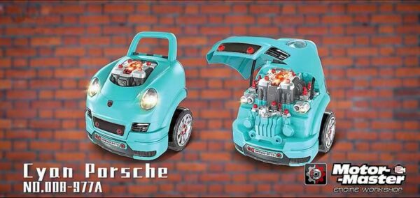 Set Reparatie Motor Auto Mecanic Rovo 977A, Sunete, Lumini, Telecomanda, Claxon, Schimbator viteze, 61 piese, 47cm - imagine 7