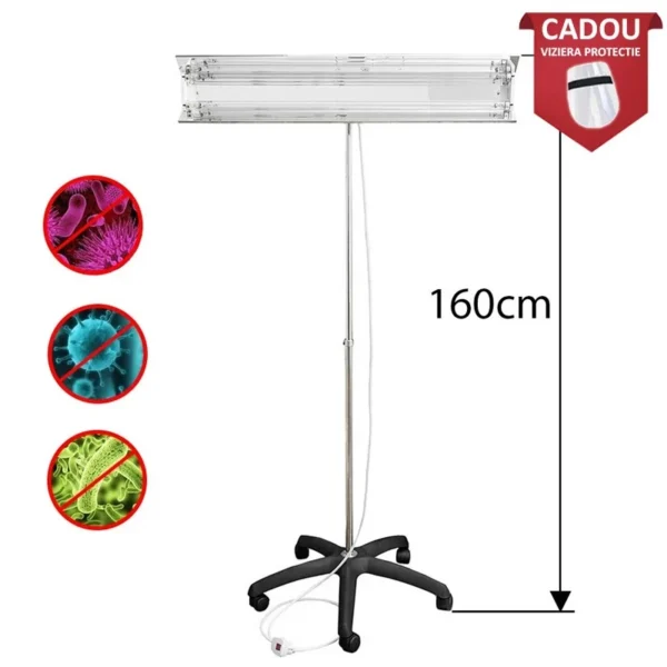Lampa bactericida uvc portabila 2x55w, orientabila, stativ telescopic 100-190 cm, reflector, 60 mp - imagine 13