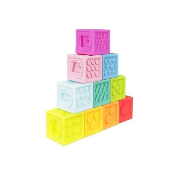Cuburi senzoriale copii, silicon moale, multicolor, 5.3 x 6.5 cm, set 10 bucati - imagine 6