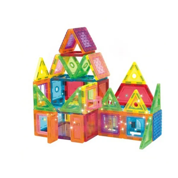 Set constructie magnetic 3d, diferite forme si culori, 130 piese - imagine 21