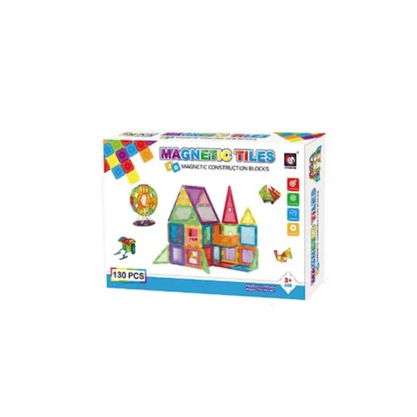 Set constructie magnetic 3d, diferite forme si culori, 130 piese - imagine 29