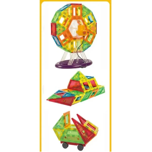 Set constructie magnetic 3d, diferite forme si culori, 130 piese - imagine 27