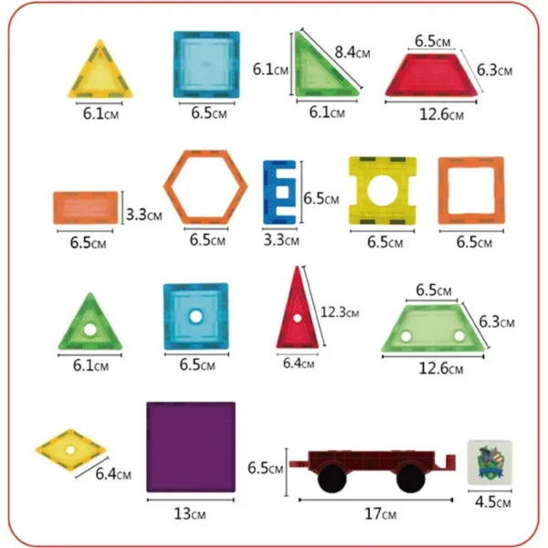 Set constructie magnetic 3d, diferite forme si culori, 130 piese - imagine 24