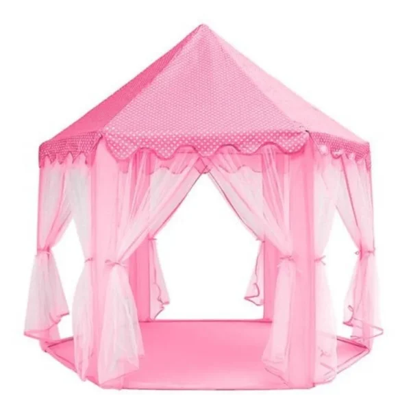 Cort de joaca pentru copii, castel printese, pliabil, 6 intrari, 135x140 cm, roz - imagine 5
