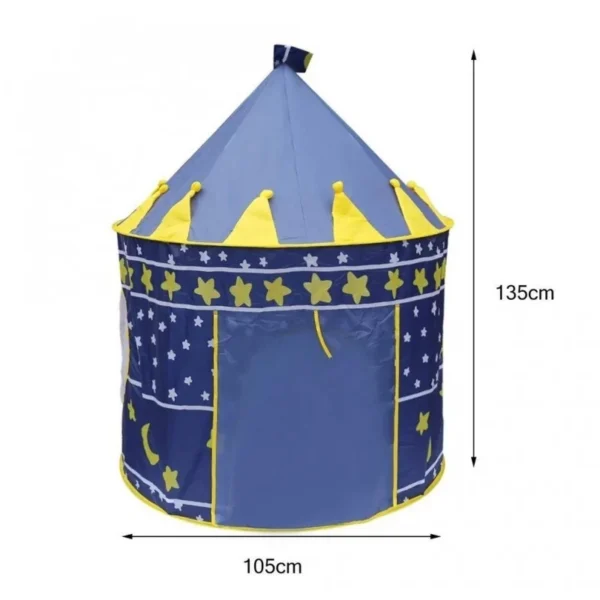 Cort tip castel pentru copii, imprimeu stele si luna, 135x105 cm, albastru - imagine 12