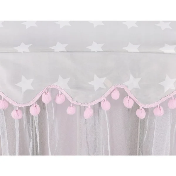 Cort castel printese, mini ghirlanda roz eleganta, 135x140 cm, 6 perdele tul, pliabil, husa depozitare - imagine 7