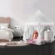 Cort castel printese, mini ghirlanda roz eleganta, 135x140 cm, 6 perdele tul, pliabil, husa depozitare - imagine 10