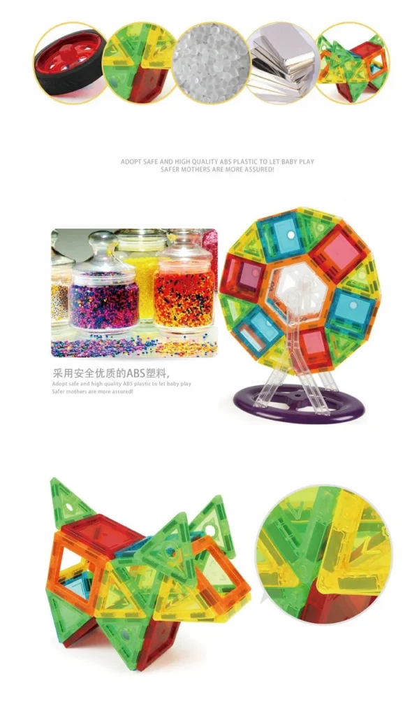 Set constructie magnetic 3d, diferite forme si culori, 130 piese - imagine 35