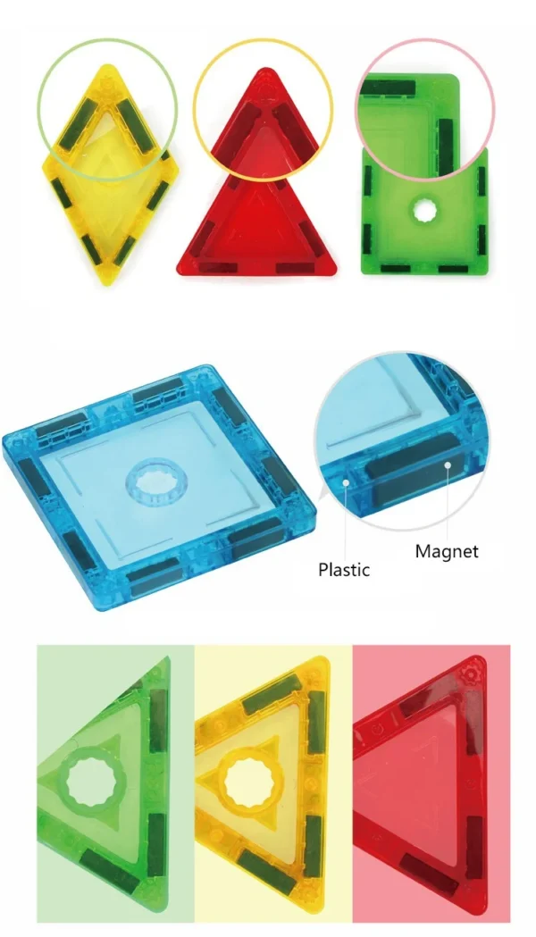 Set constructie magnetic 3d, diferite forme si culori, 130 piese - imagine 17