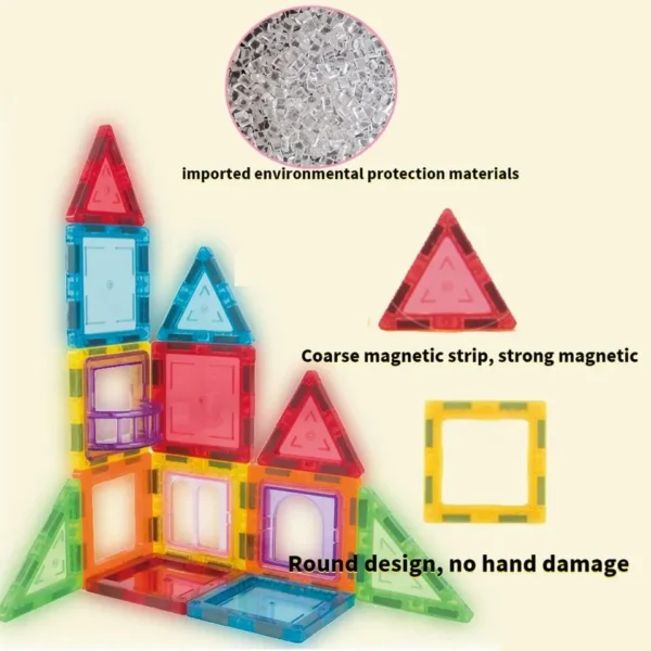Set constructie magnetic 3d, diferite forme si culori, 130 piese - imagine 37