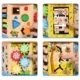 Cub activitati educative copii, 8 in 1, ceas, labirinturi, abac, forme geometrice, multicolor, lemn - imagine 16