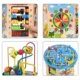 Cub activitati educative copii, 8 in 1, ceas, labirinturi, abac, forme geometrice, multicolor, lemn - imagine 17