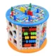 Cub activitati educative copii, 8 in 1, ceas, labirinturi, abac, forme geometrice, multicolor, lemn - imagine 10