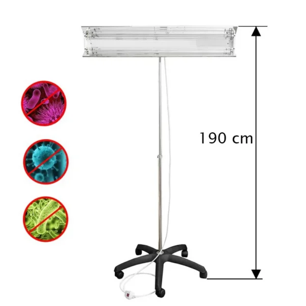 Lampa bactericida uvc portabila 2x55w, orientabila, stativ telescopic 100-190 cm, reflector, 60 mp - imagine 15