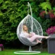 Fotoliu suspendat tip cuib, structura otel, perne incluse, alb/gri, 103x107x195 cm - imagine 5
