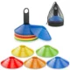 Set 50 jaloane tip con, pentru antrenamente sportive, pvc flexibil multicolor, cu suport si husa transport - imagine 2
