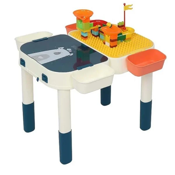 Masuta multifunctionala, doua suprafete, compatibila lego, activitati si cuburi constructii, pliabila, 57x59x45 cm - imagine 3