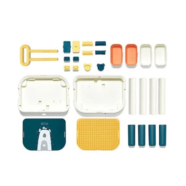 Masuta multifunctionala, doua suprafete, compatibila lego, activitati si cuburi constructii, pliabila, 57x59x45 cm - imagine 12