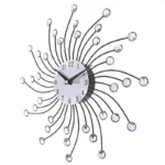 Ceas de perete cu cristale, 50 cm, mecanism quartz, cifre arabe, argintiu
