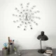 Ceas de perete cu cristale, 50 cm, mecanism quartz, cifre arabe, argintiu - imagine 2