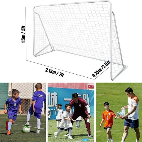 Poarta de fotbal pentru copii, cu plasa, 213x150x75 cm, cadru otel - imagine 12