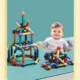 Set magnetic de constructie pentru copii, 136 piese multicolor, cutie depozitare, 2.9-8.6 cm - imagine 8