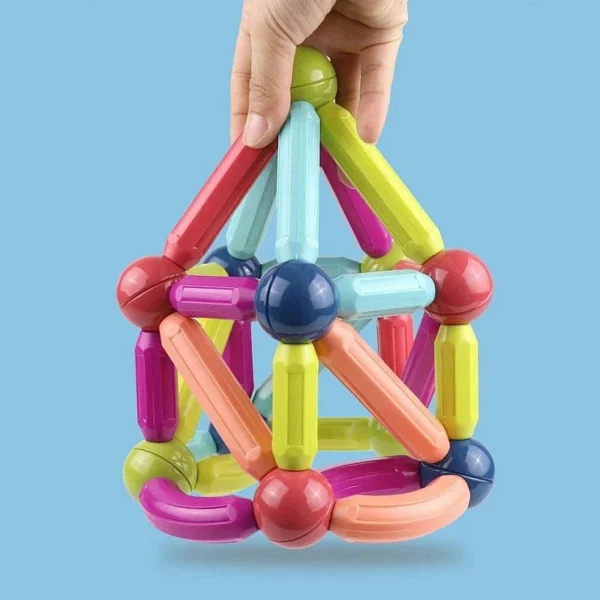 Set magnetic de constructie, joc creativ pentru copii, 66 piese diferite forme si culori - imagine 2