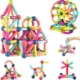 Set magnetic de constructie, joc creativ pentru copii, 66 piese diferite forme si culori - imagine 6