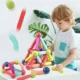 Set magnetic de constructie, joc creativ pentru copii, 66 piese diferite forme si culori - imagine 7