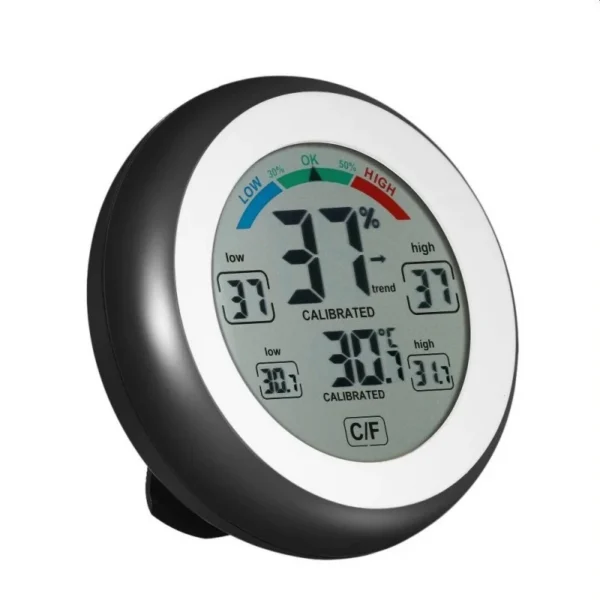 Termometru cu higrometru digital, display lcd, control touch, 9 cm, negru Termometru cu higrometru digital, display lcd, control touch, 9 cm, negru - imagine 1