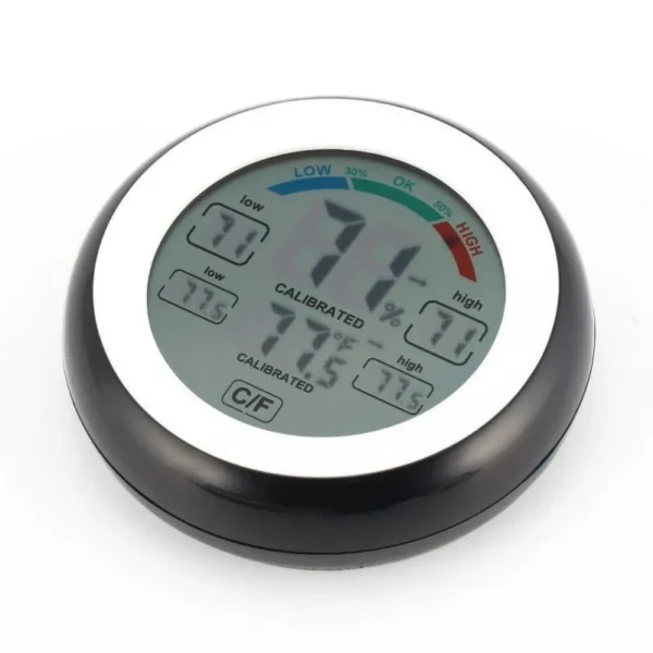Termometru cu higrometru digital, display lcd, control touch, 9 cm, negru - imagine 5