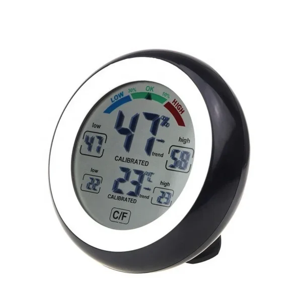 Termometru cu higrometru digital, display lcd, control touch, 9 cm, negru - imagine 7