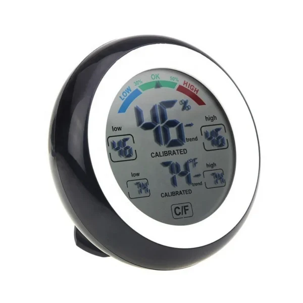 Termometru cu higrometru digital, display lcd, control touch, 9 cm, negru - imagine 9