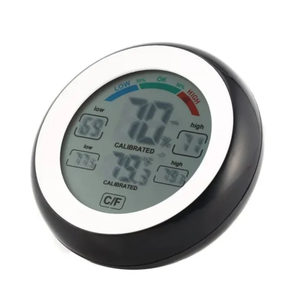 Termometru cu higrometru digital, display lcd, control touch, 9 cm, negru - imagine 6