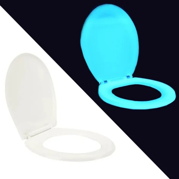 Capac de wc fosforescent, lumineaza turcoaz in intuneric, soft close - imagine 5