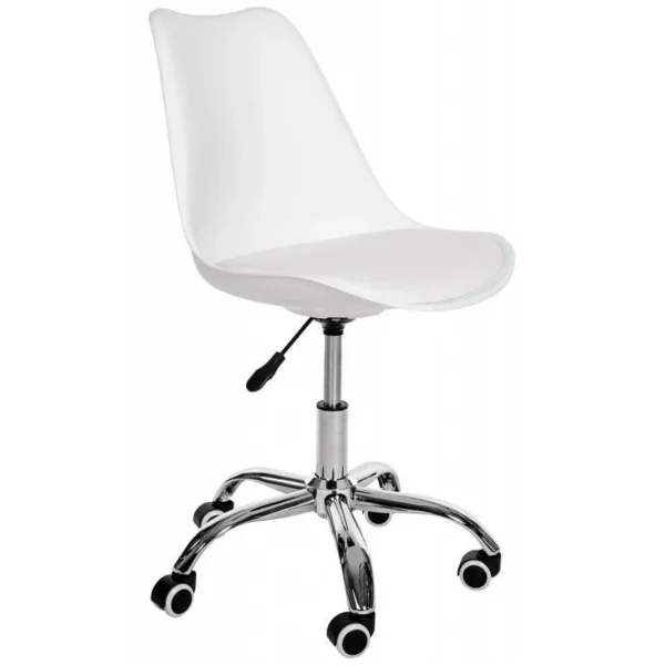 Scaun de birou pentru copii, rotativ, alb, max 125 kg, 44x40x80/90 cm - imagine 1