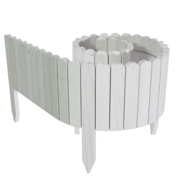 Gard de gradina decorativ din lemn, alb, 200x30 cm - imagine 1