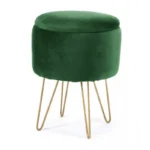 Taburet, rotund, cu spatiu depozitare, catifea, verde, max 90 kg, 35x35x45 cm, Lilli