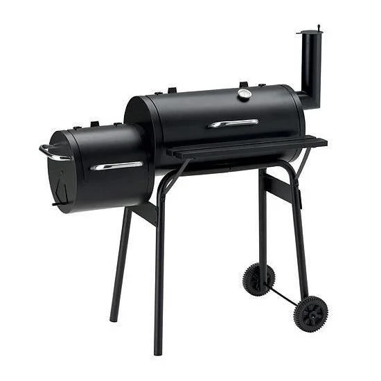 Gratar gradina, grill dreptunghiular, cu roti, capac, afumatoare si horn, 112x63x117 cm 1 Gratar gradina, grill dreptunghiular, cu roti, capac, afumatoare si horn, 112x63x117 cm