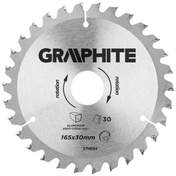 Disc circular vidia, pentru aluminiu, 30 dinti, 165x30 mm, Graphite  - imagine 1