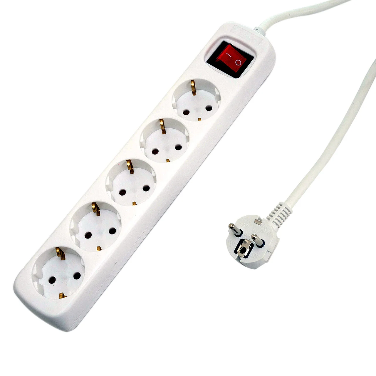 Prelungitor electric cu intrerupator, impamantare si protectie copii, 5 prize, cablu 5m 1 Prelungitor electric cu intrerupator, impamantare si protectie copii, 5 prize, cablu 5m