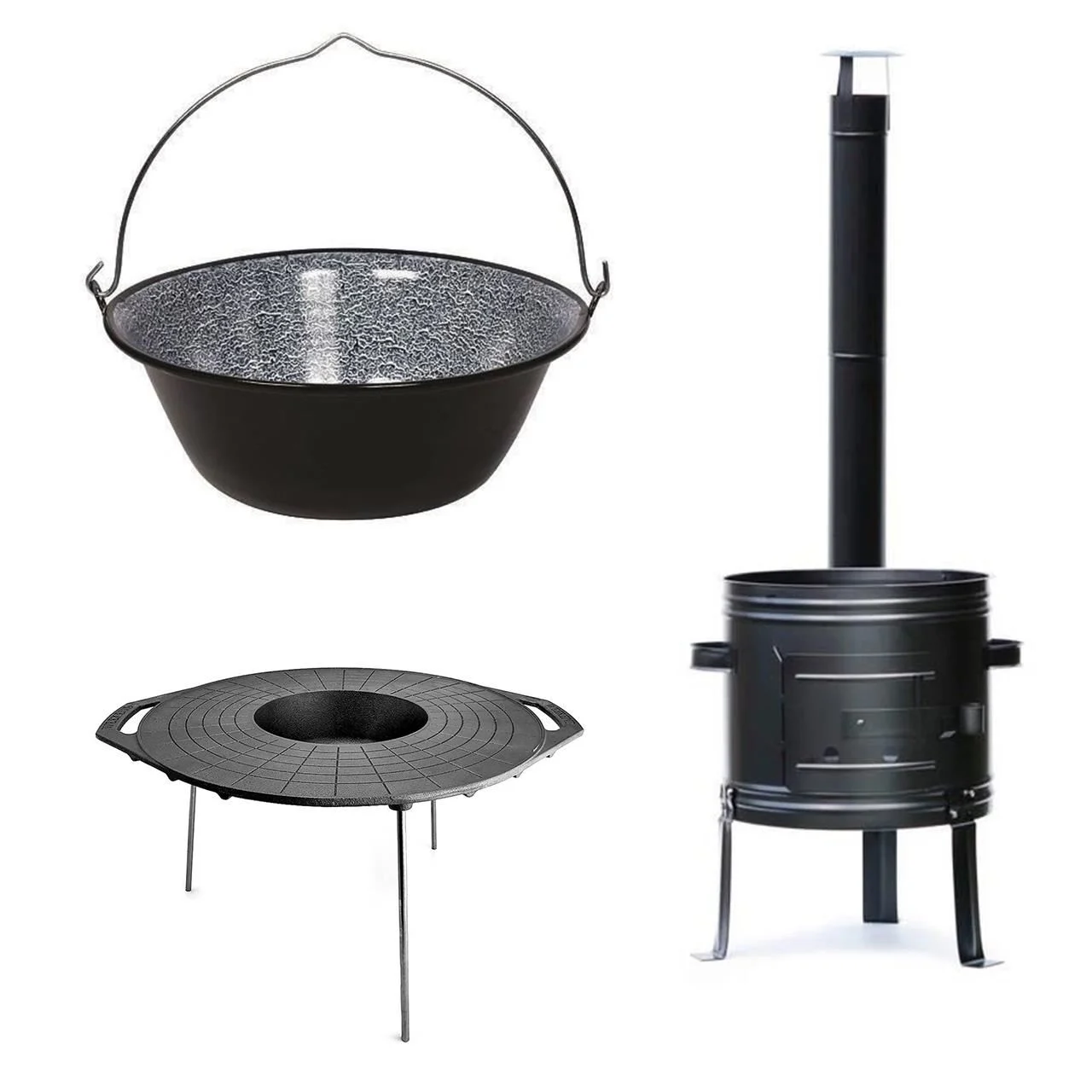 Soba, cu ceaun emailat 30 L, disc fonta 52 cm, burlan, cot, 50×67 cm