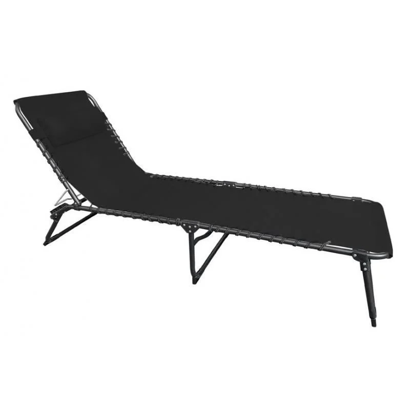Sezlong pentru gradina, metalic, reglabil, negru, 190x58x28 cm, Veracruz