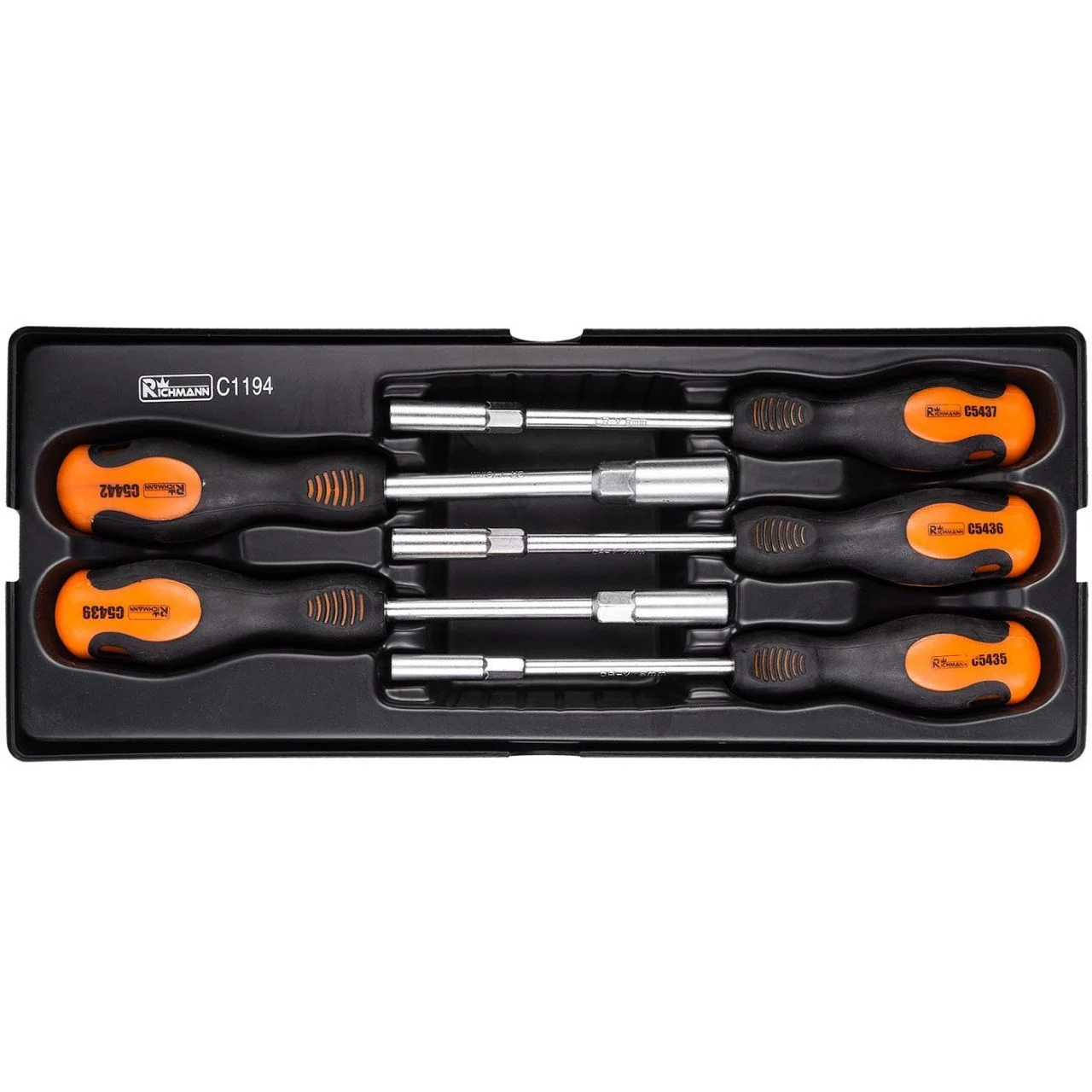 Set surubelnite cu cap tubular, sertar TIP A (385×150 mm) pentru dulap mobil, 6-13 mm, 5 buc, RICHMANN