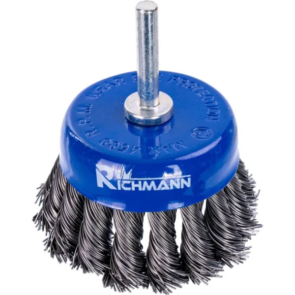 Perie sarma otel, tip cupa, cu toroane, tija, 75 mm, Richmann  - imagine 1
