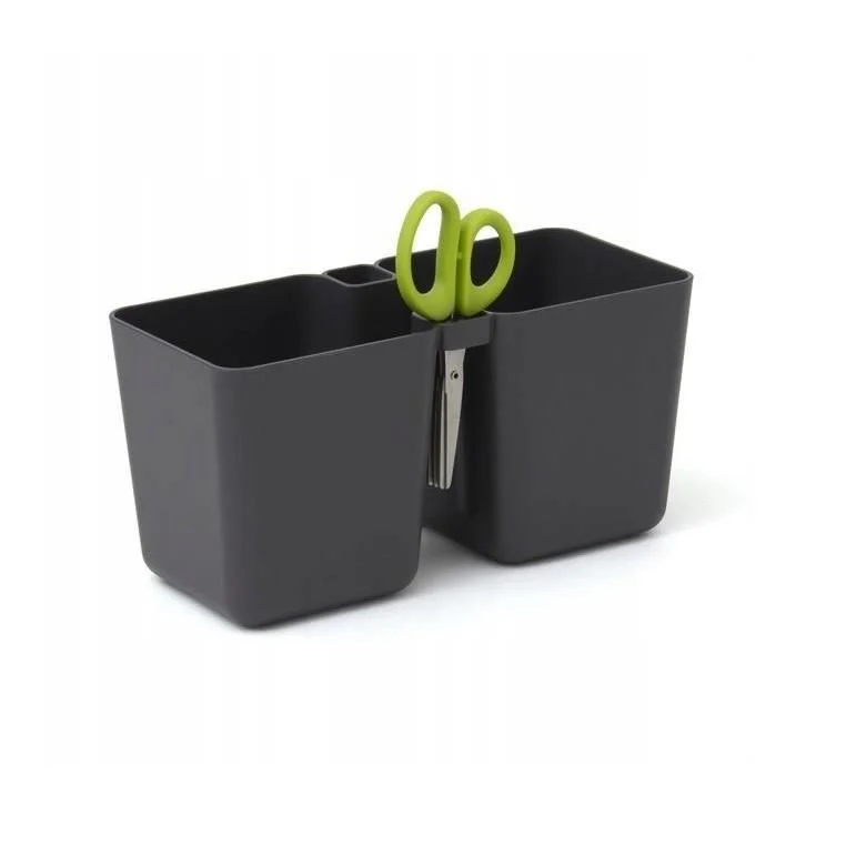 Ghiveci decorativ de flori, dublu, antracit, 2.5 L, 24.4x11x12 cm, Twins Cube Ghiveci decorativ de flori, dublu, antracit, 2.5 L, 24.4x11x12 cm, Twins Cube - imagine 1