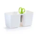 Ghiveci decorativ de flori, dublu, alb, 2.5 L, 24.4x11x12 cm, Twins Cube