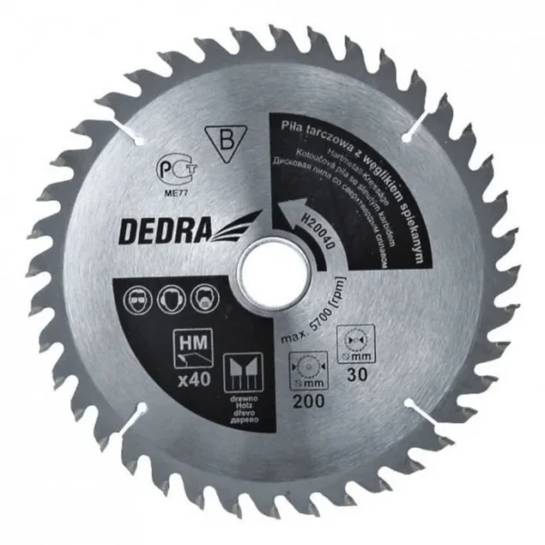 Disc circular, carburi metalice, 40 dinti, 185 mm, Dedra - imagine 1