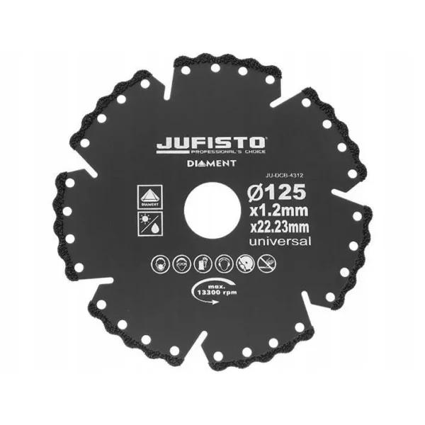 Disc diamantat segmentat, universal, taiere umeda si uscata, 125 mm/1.2 mm, Jufisto - imagine 1