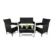 Set mobilier gradina/terasa, poliratan, negru cu perne crem, 1 masa, 2 fotolii, 1 canapea, Medi